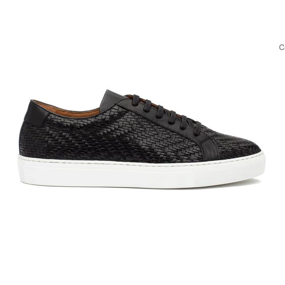 TAFT Sneaker Black Woven Leather EU 39 Low Top Men's Casual Lace-up Sneaker - Picture 1 of 13